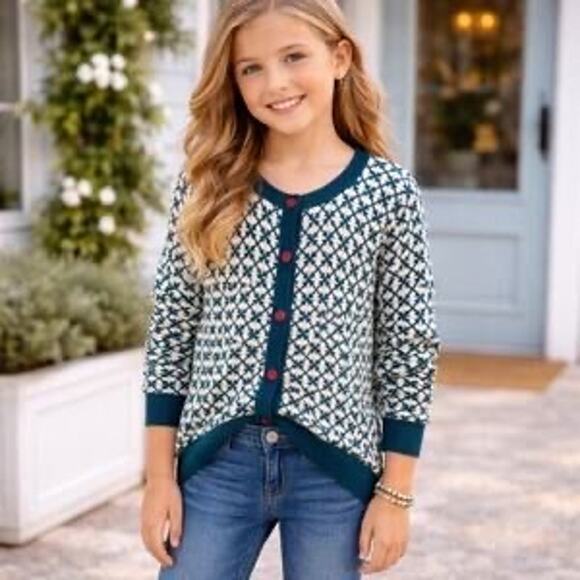 Matilda Jane Other - Matilda Jane | Preppy Windy City Geometric Cardigan Knit Soft Lounge- Sz 12